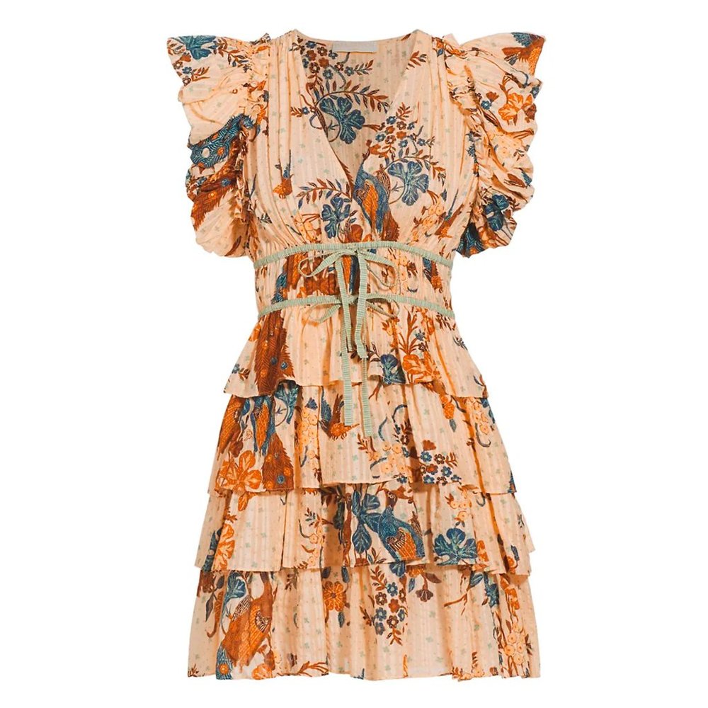 Ulla Johnson Marni Floral Print Ruffled Mini Dress in Size 2
